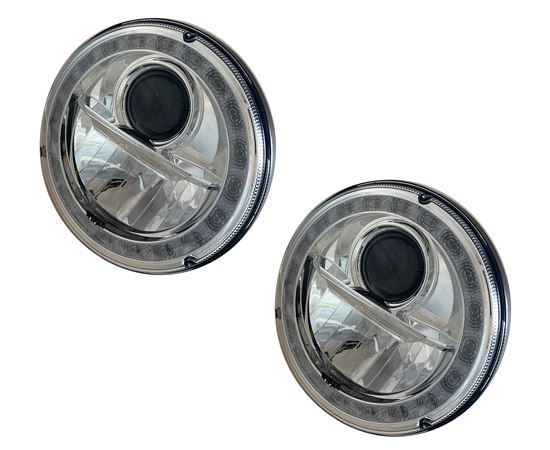 Headlamp 7" LED Chrome (pair) With Indicator - RHD - LL1904IND - Wipac